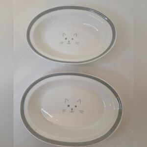 Cat Lover's Teacup's Diner Pet Food Bowl Trinket Soap Dish Set Of 2
